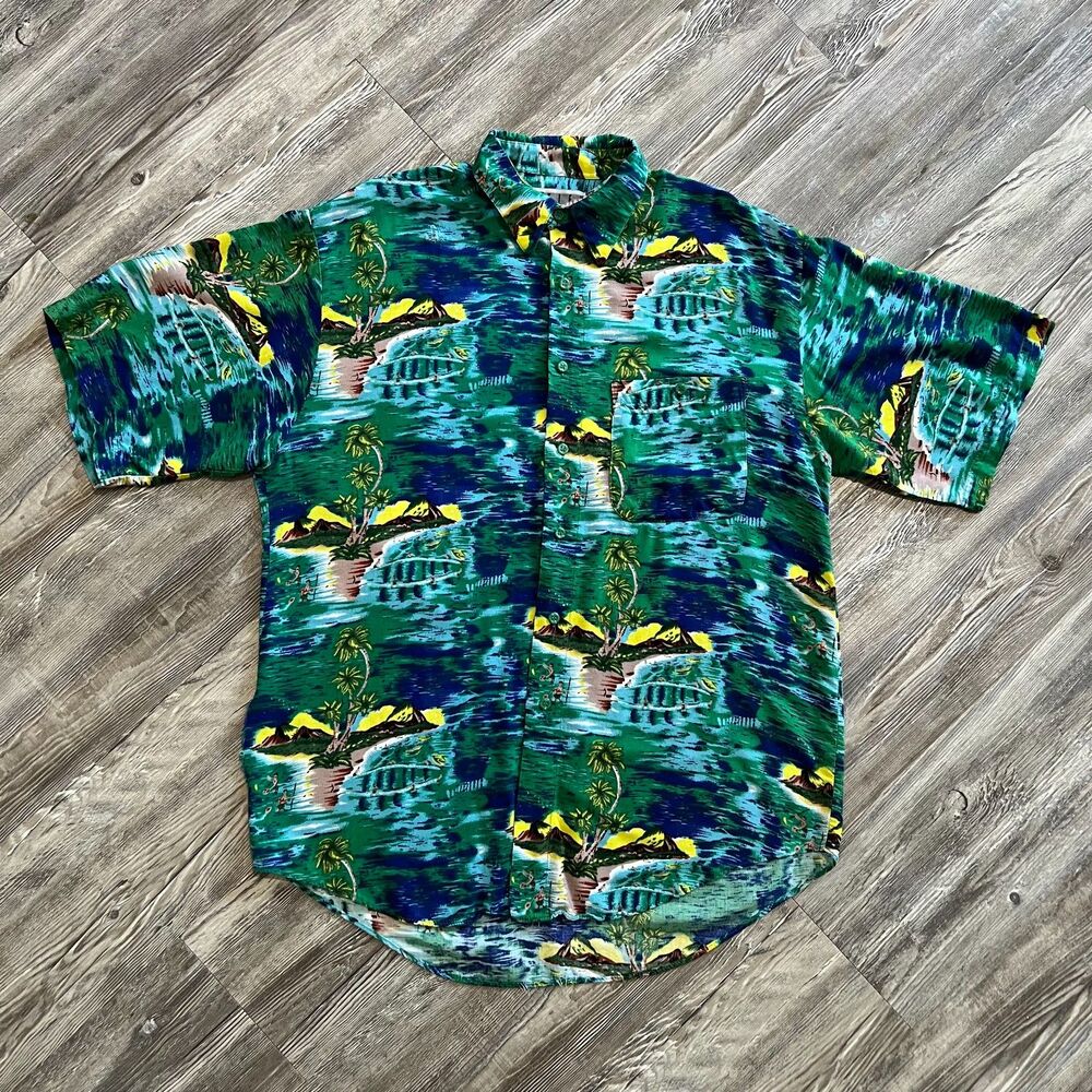 Vintage 80's United Hawaiian Rayon Shirt Korea M